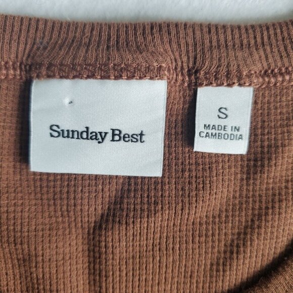 Sunday Best Brown Baby Waffle Cropped Top Size Small - Picture 6 of 8